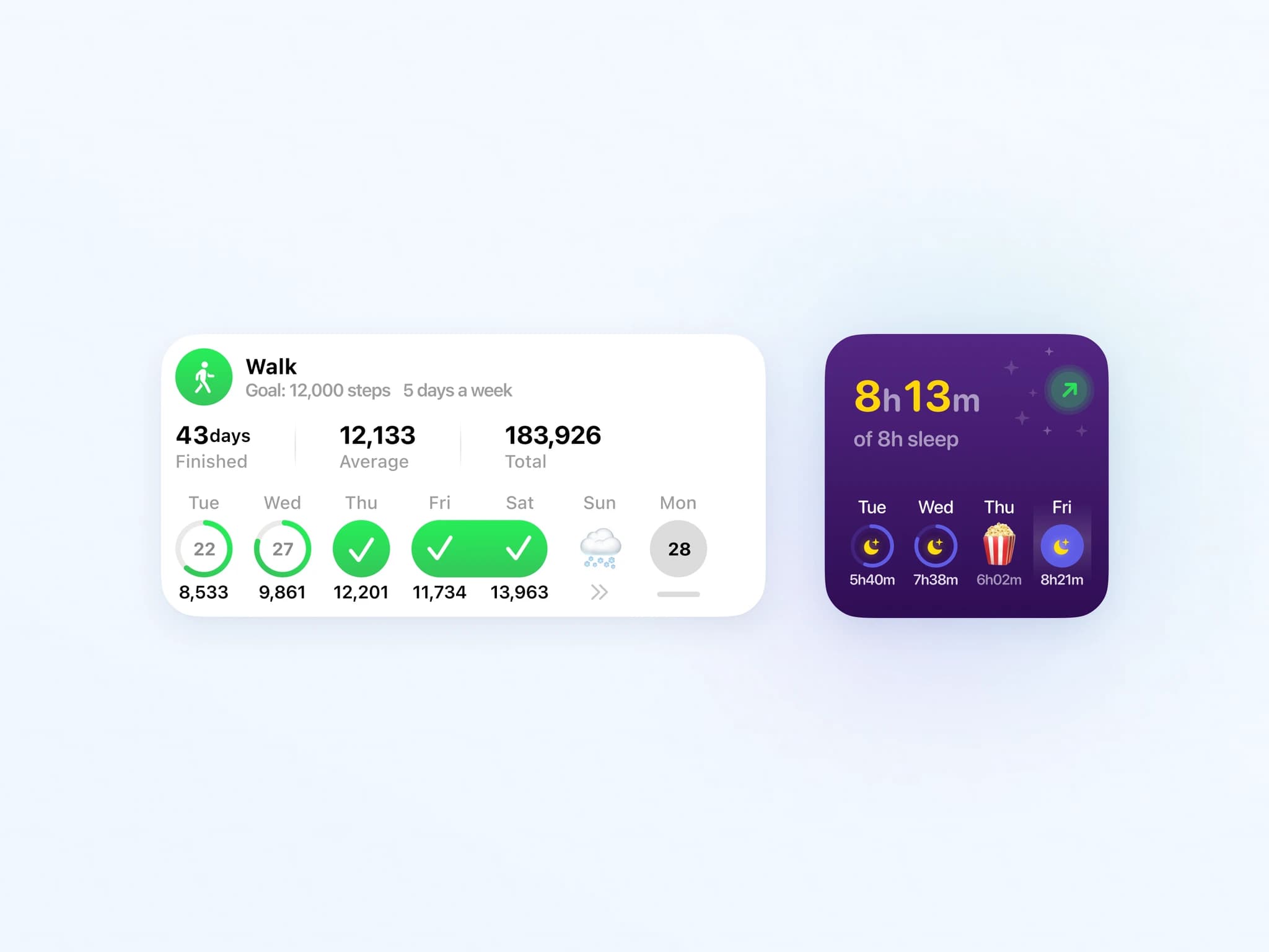 Activity & Sleep Widgets preview