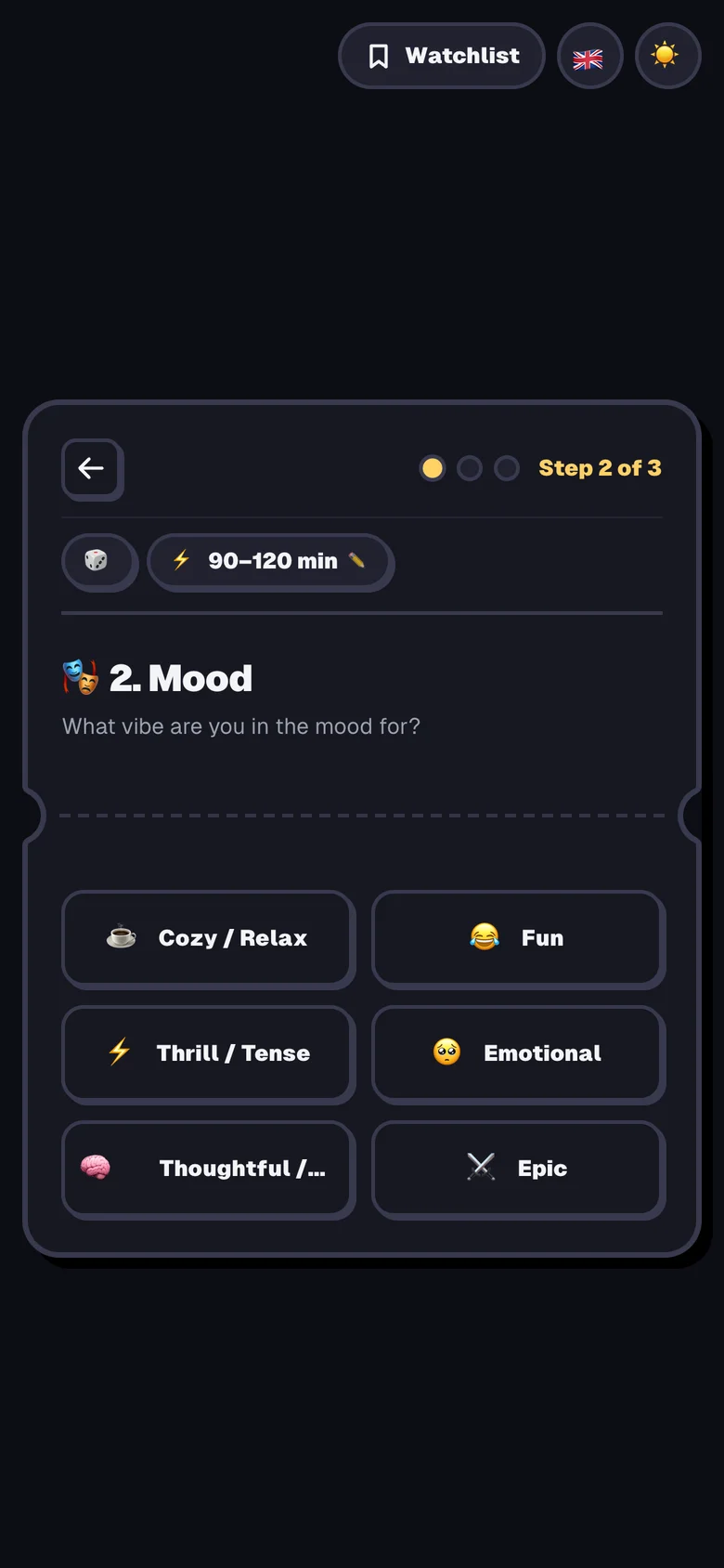 Step 2: what mood are you in